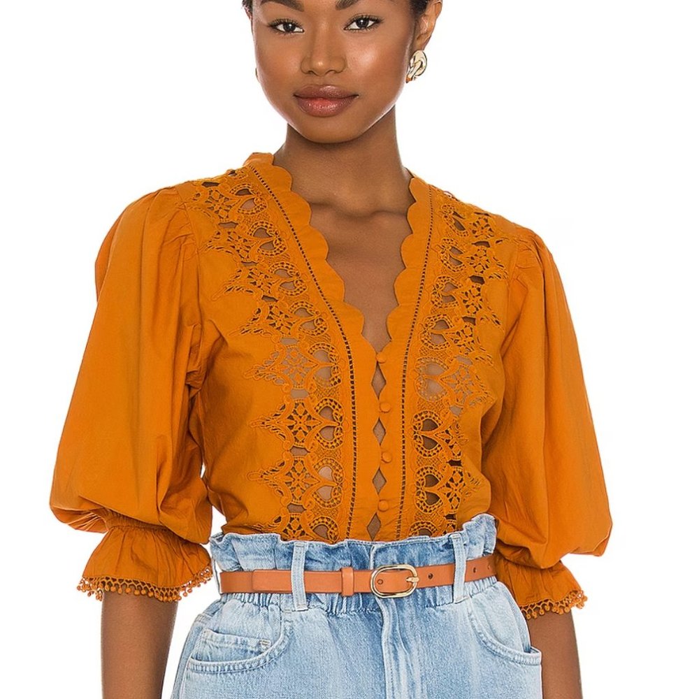Free People Louella Embroidered Top